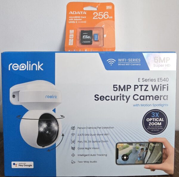 Camera de supraveghere pentru exterior Reolink E540 2K+ 5MP cu Pan/Tilt la 360 de grade + Card